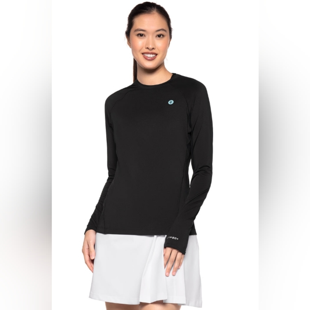 Coolibar "Devi" Fitness Top, Locking Zip Pocket, Thumb Loops, UPF 50+, LIKE NEW!